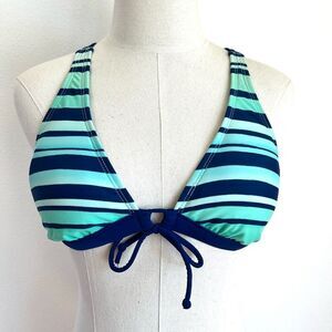 Arizona Jean Company Bikini Top in Blue and Aqua Stripes Size Medium Braided Bac
